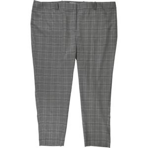 Calvin Klein Plaid Slim Fit Ankle Dress Pants Gray Black Size 14W MSRP $109